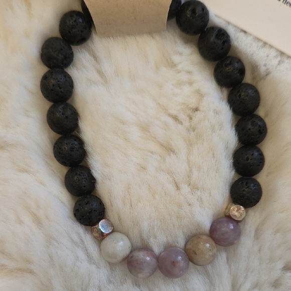 Black and Purple Angelite Bracelet - Picture 3 of 4